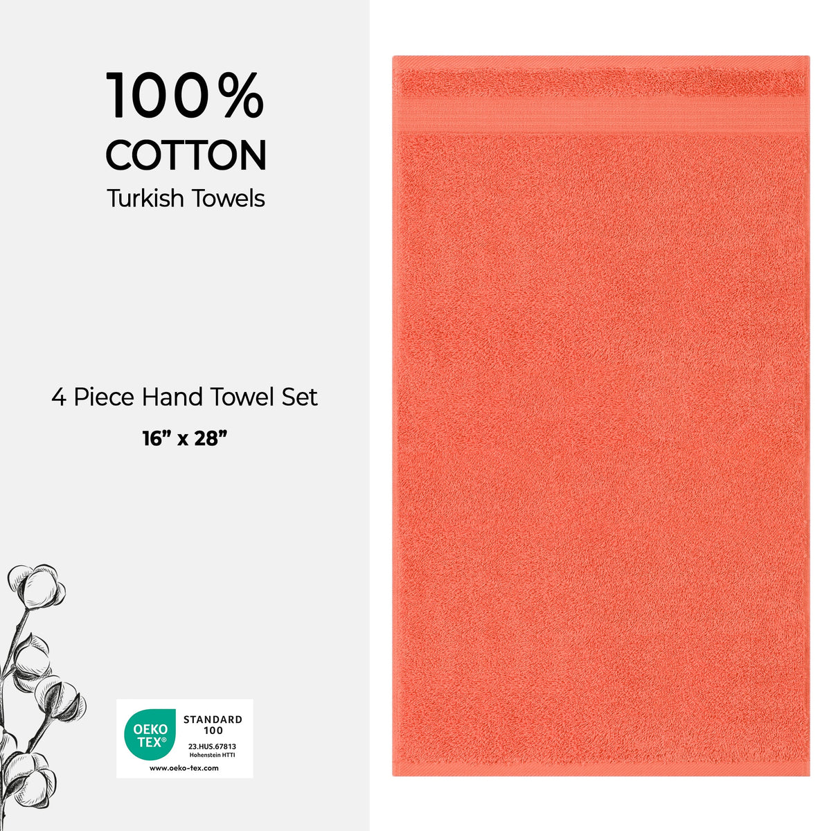 American Soft Linen Bekos 100% Cotton Turkish 4-Piece Hand Towel Sets, Wholesale Luxury Hand Towels