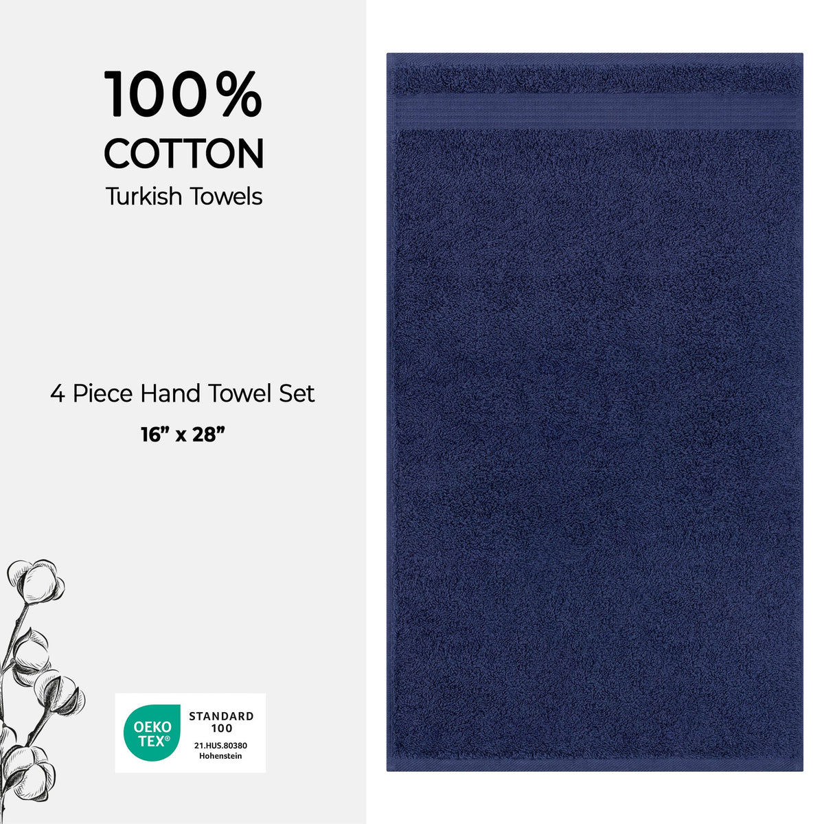 American Soft Linen Bekos 100% Cotton Turkish 4-Piece Hand Towel Sets, Wholesale Luxury Hand Towels