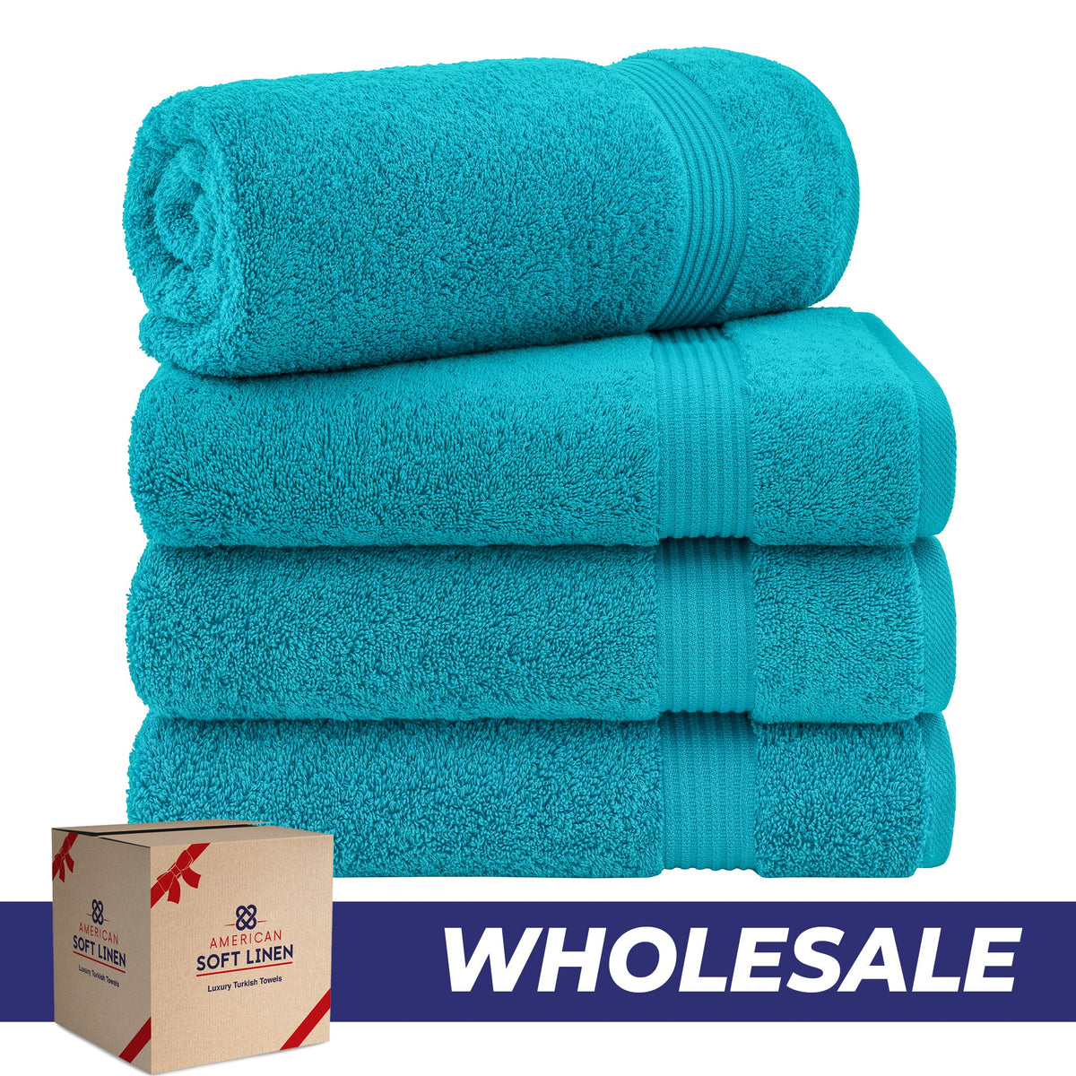 American Soft Linen Bekos 100% Cotton Turkish 4-Piece Bath Towel Sets, Wholesale Luxury Bath Towels