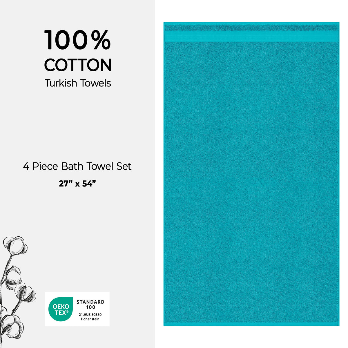 American Soft Linen Bekos 100% Cotton Turkish 4-Piece Bath Towel Sets, Wholesale Luxury Bath Towels