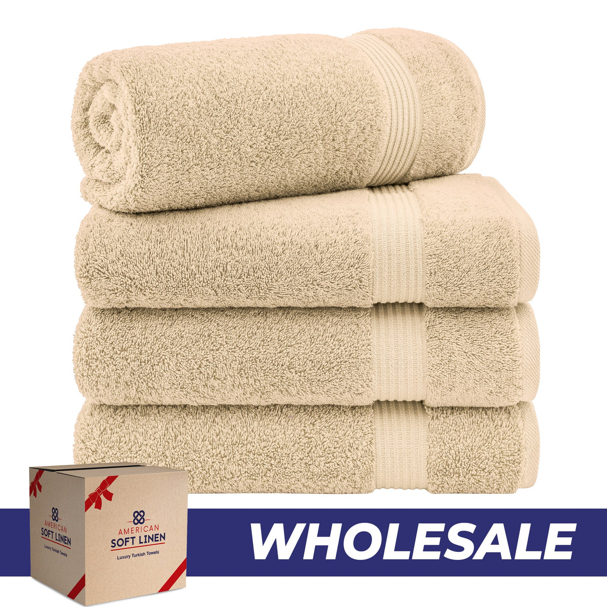 American Soft Linen Bekos 100% Cotton Turkish 4-Piece Bath Towel Sets, Wholesale Luxury Bath Towels