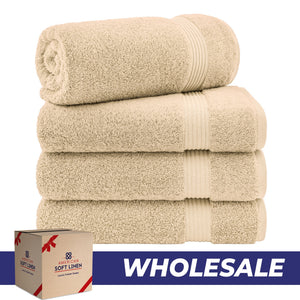 American Soft Linen Bekos 100% Cotton Turkish 4-Piece Bath Towel Sets, Wholesale Luxury Bath Towels