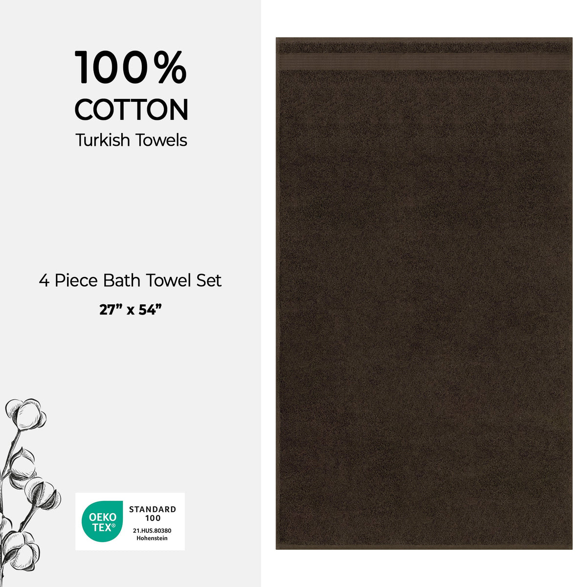 American Soft Linen Bekos 100% Cotton Turkish 4-Piece Bath Towel Sets, Wholesale Luxury Bath Towels