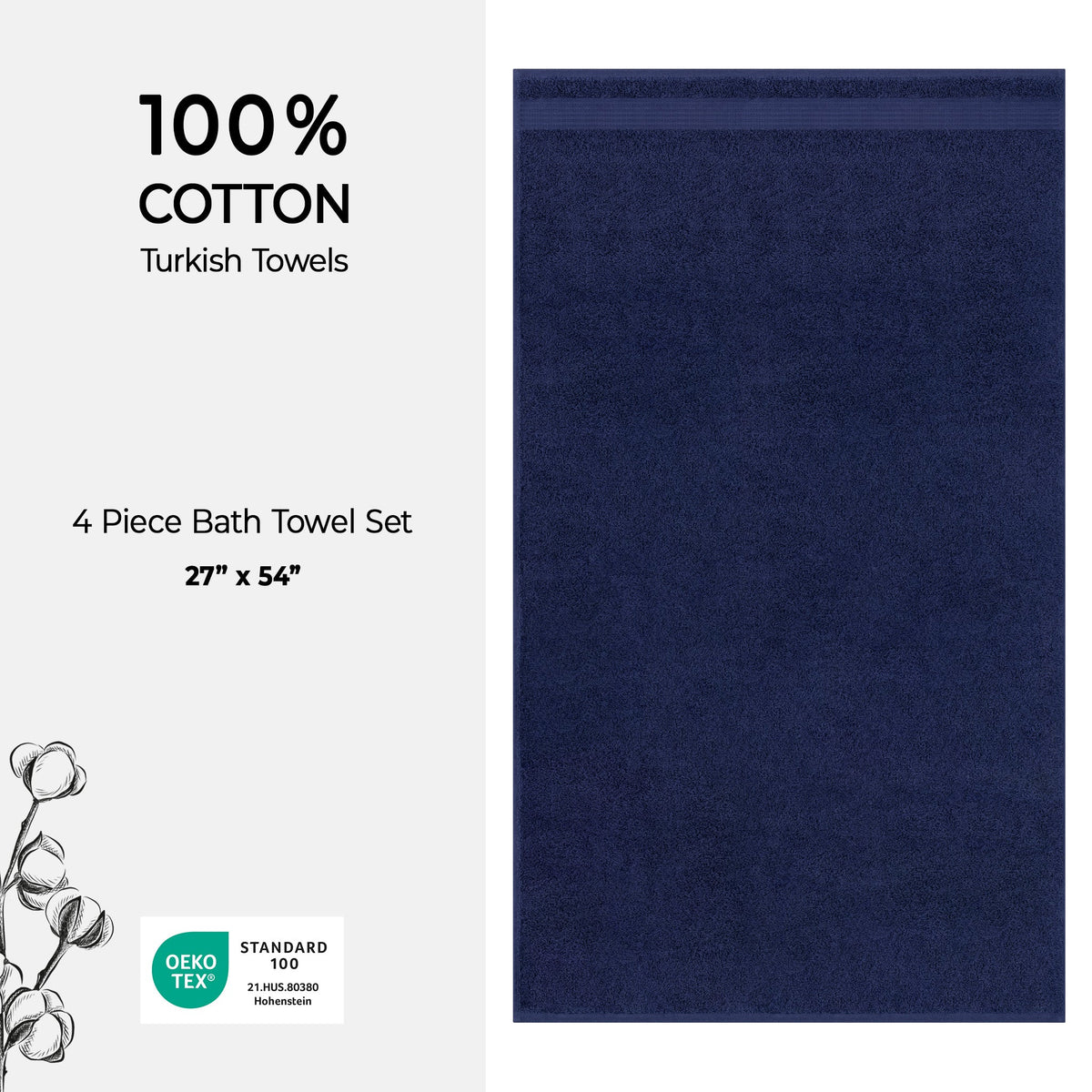 American Soft Linen Bekos 100% Cotton Turkish 4-Piece Bath Towel Sets, Wholesale Luxury Bath Towels