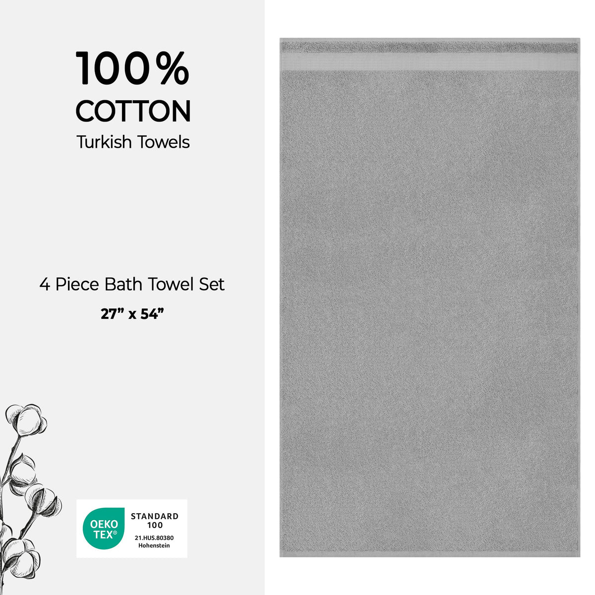 American Soft Linen Bekos 100% Cotton Turkish 4-Piece Bath Towel Sets, Wholesale Luxury Bath Towels
