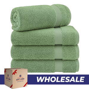 American Soft Linen Bekos 100% Cotton Turkish 4-Piece Bath Towel Sets, Wholesale Luxury Bath Towels
