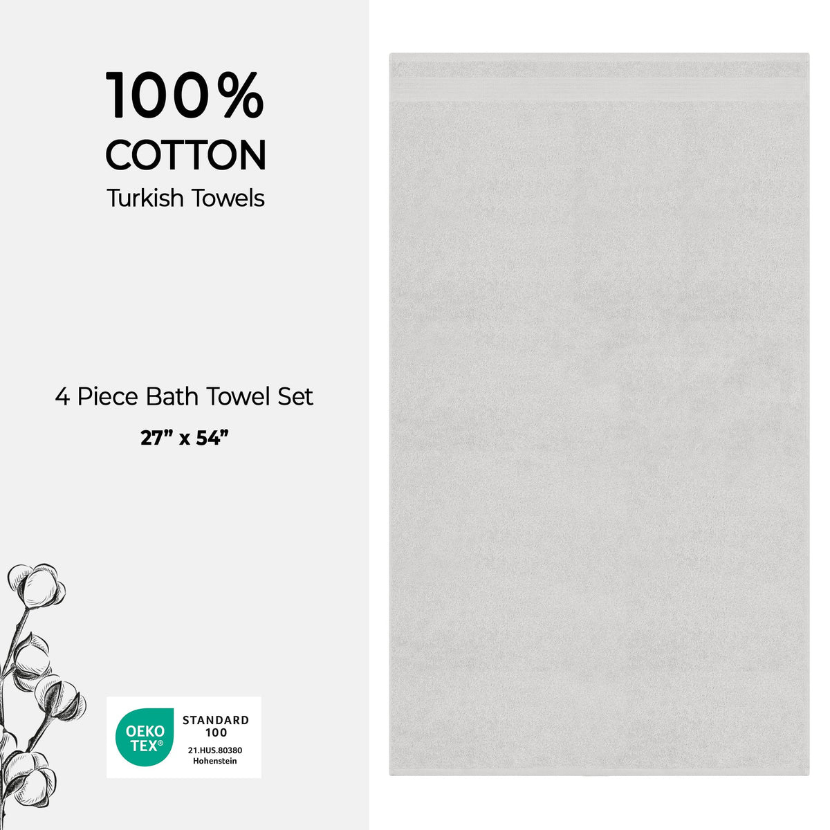 American Soft Linen Bekos 100% Cotton Turkish 4-Piece Bath Towel Sets, Wholesale Luxury Bath Towels