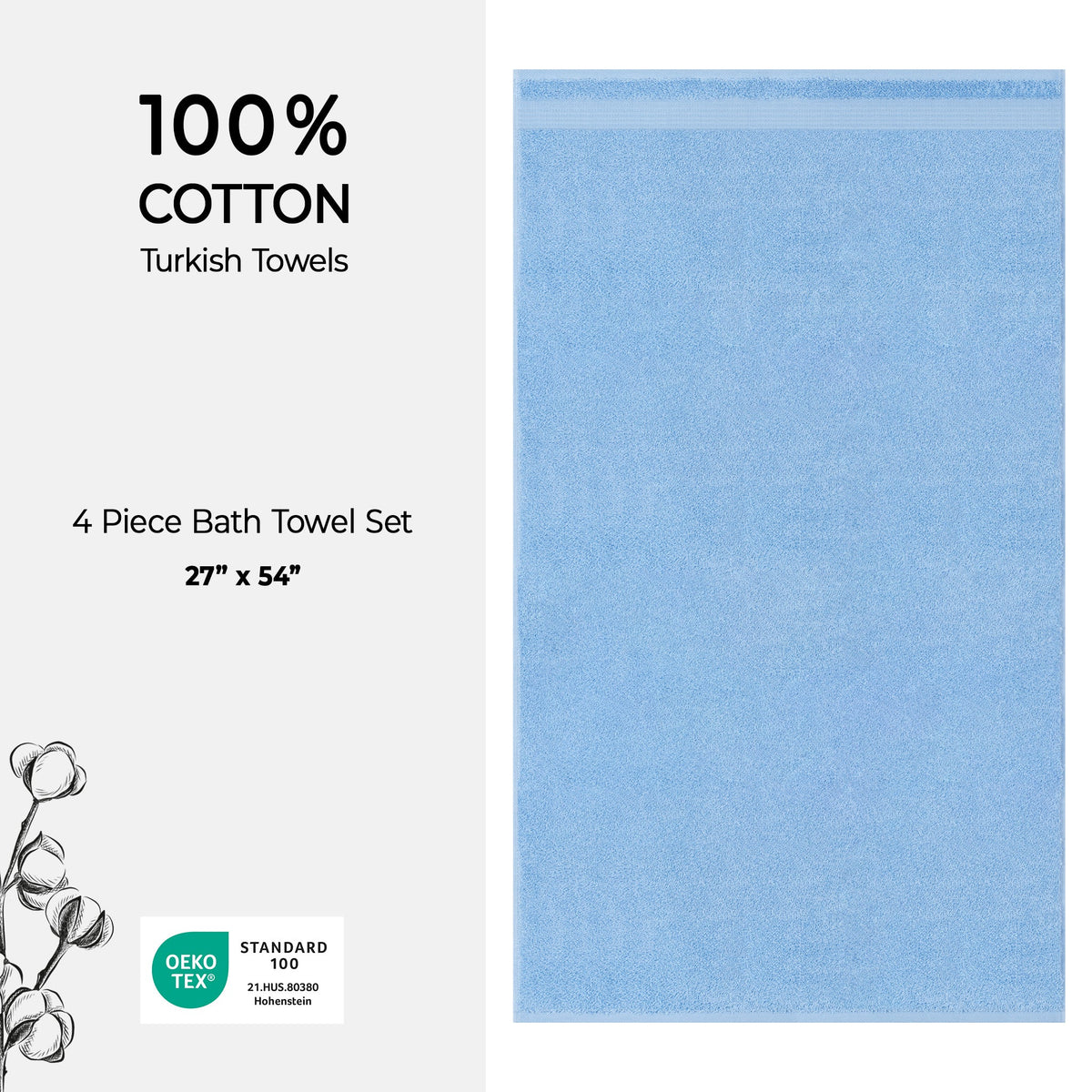American Soft Linen Bekos 100% Cotton Turkish 4-Piece Bath Towel Sets, Wholesale Luxury Bath Towels