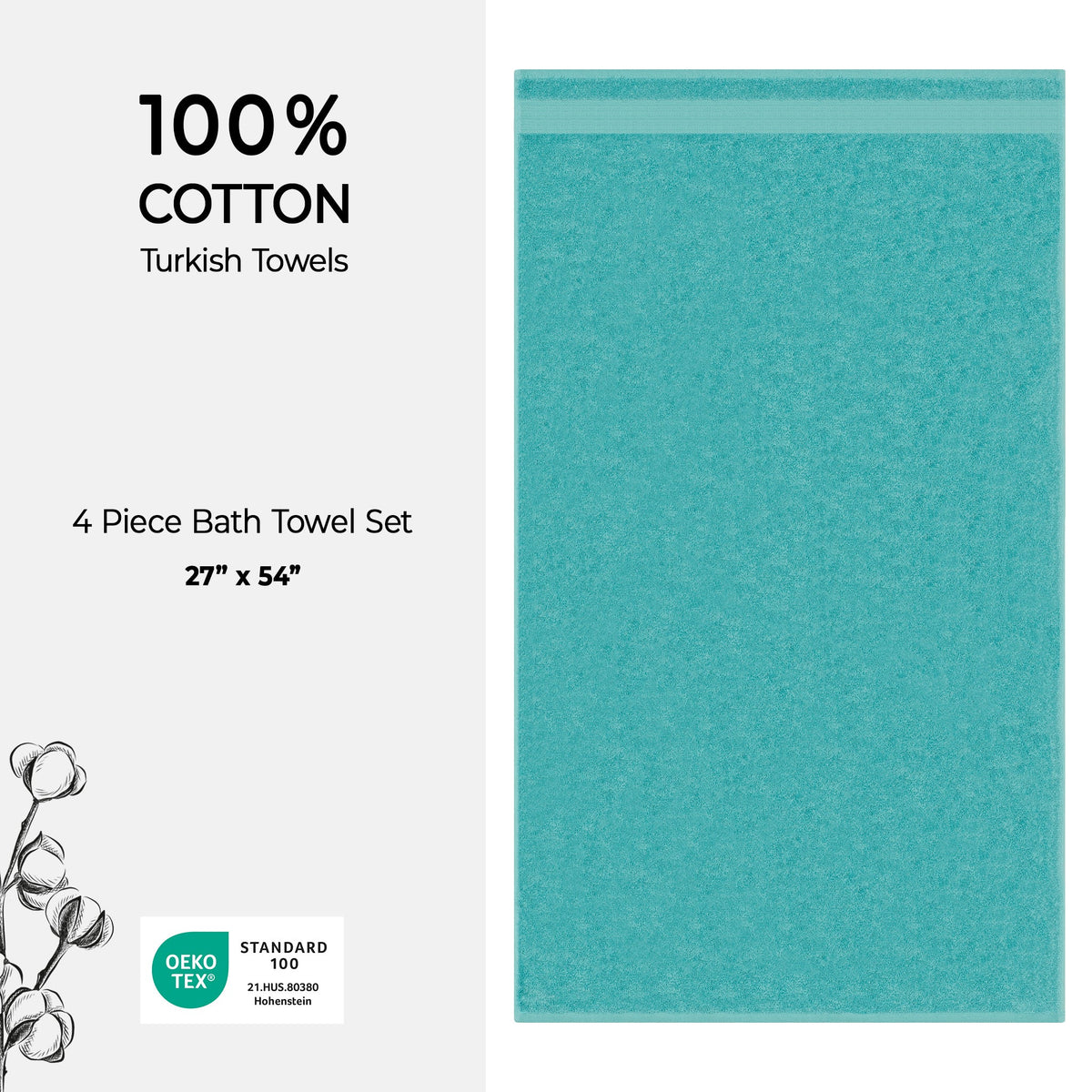 American Soft Linen Bekos 100% Cotton Turkish 4-Piece Bath Towel Sets, Wholesale Luxury Bath Towels
