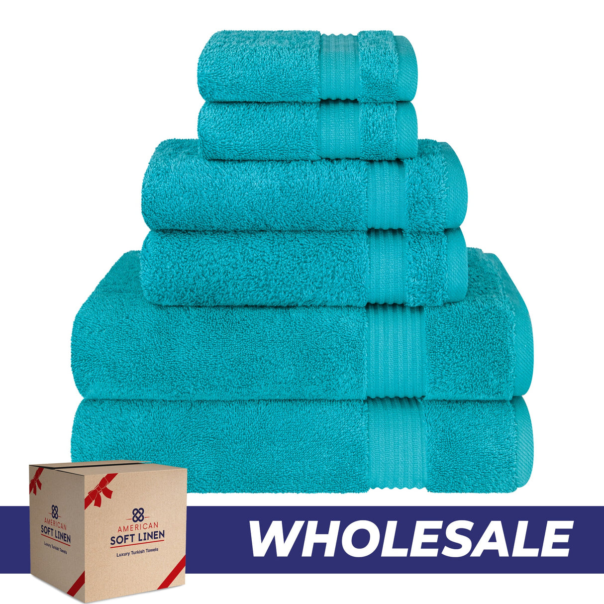 American Soft Linen Bekos 100% Cotton 6-Piece Turkish Bath Towel Sets, Wholesale Luxury Bath Towels