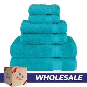 American Soft Linen Bekos 100% Cotton 6-Piece Turkish Bath Towel Sets, Wholesale Luxury Bath Towels