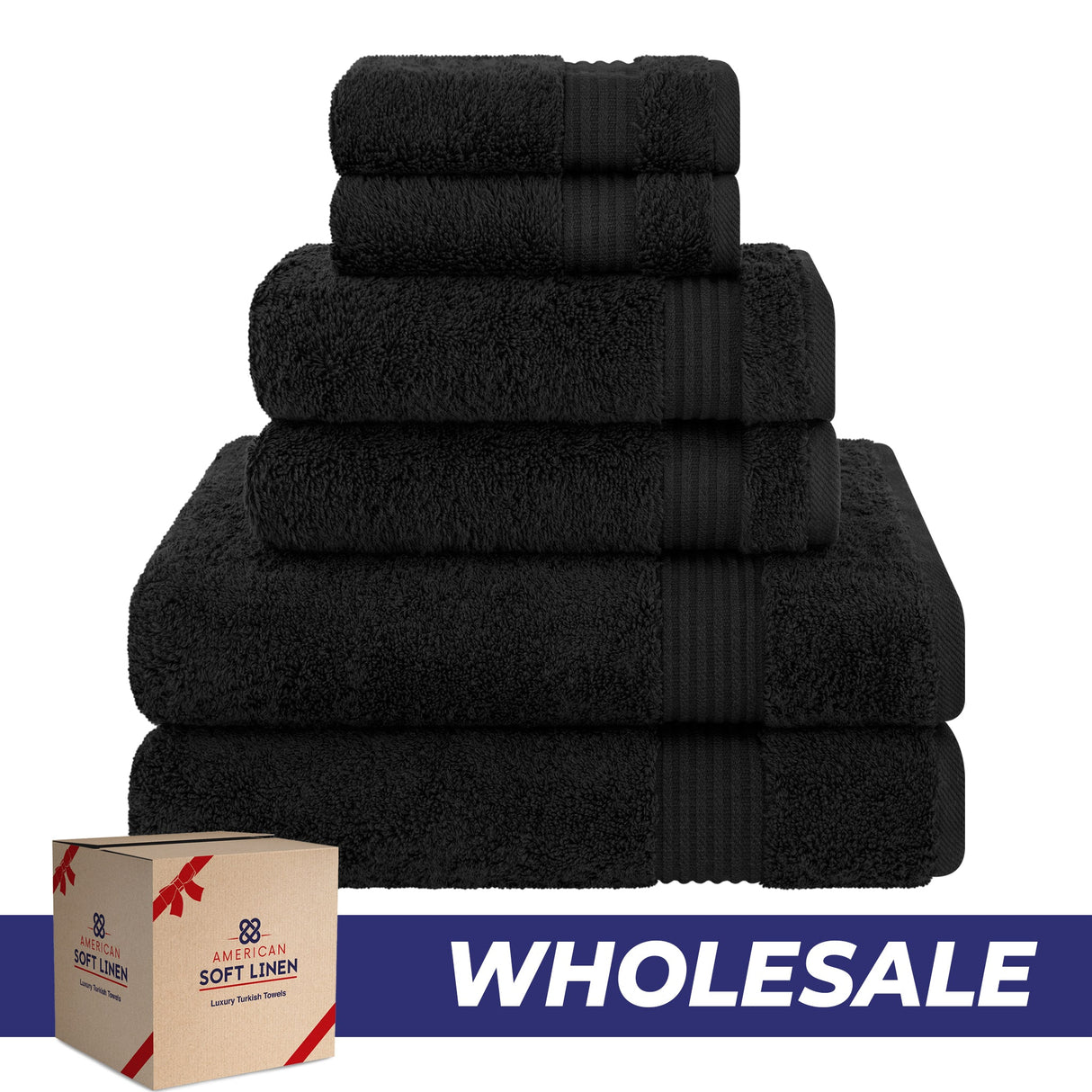 American Soft Linen Bekos 100% Cotton 6-Piece Turkish Bath Towel Sets, Wholesale Luxury Bath Towels