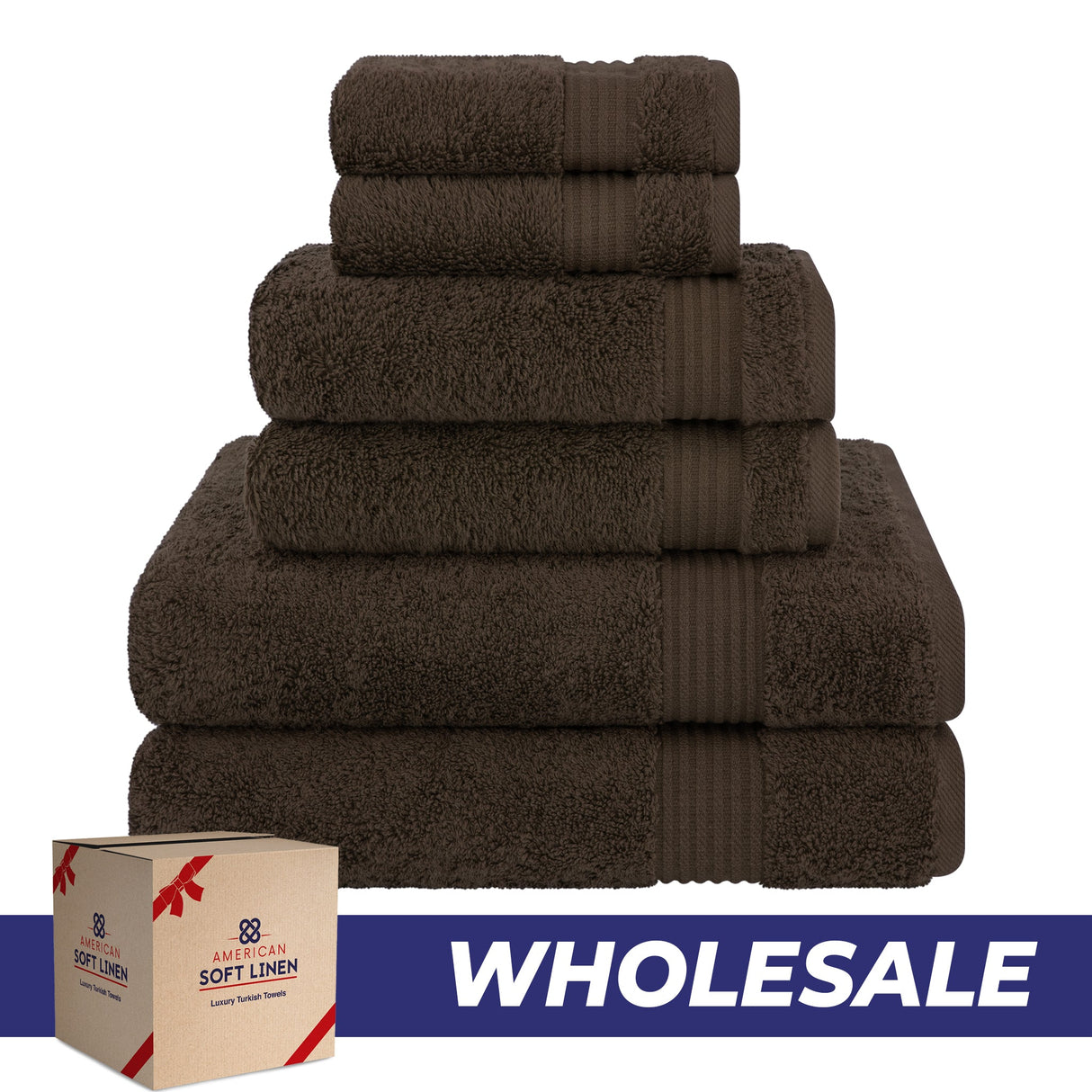 American Soft Linen Bekos 100% Cotton 6-Piece Turkish Bath Towel Sets, Wholesale Luxury Bath Towels