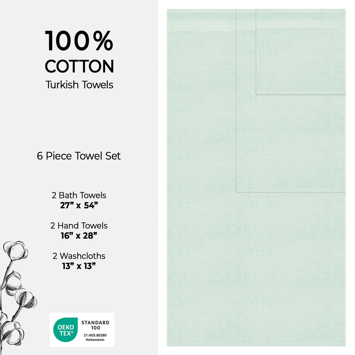American Soft Linen Bekos 100% Cotton 6-Piece Turkish Bath Towel Sets, Wholesale Luxury Bath Towels