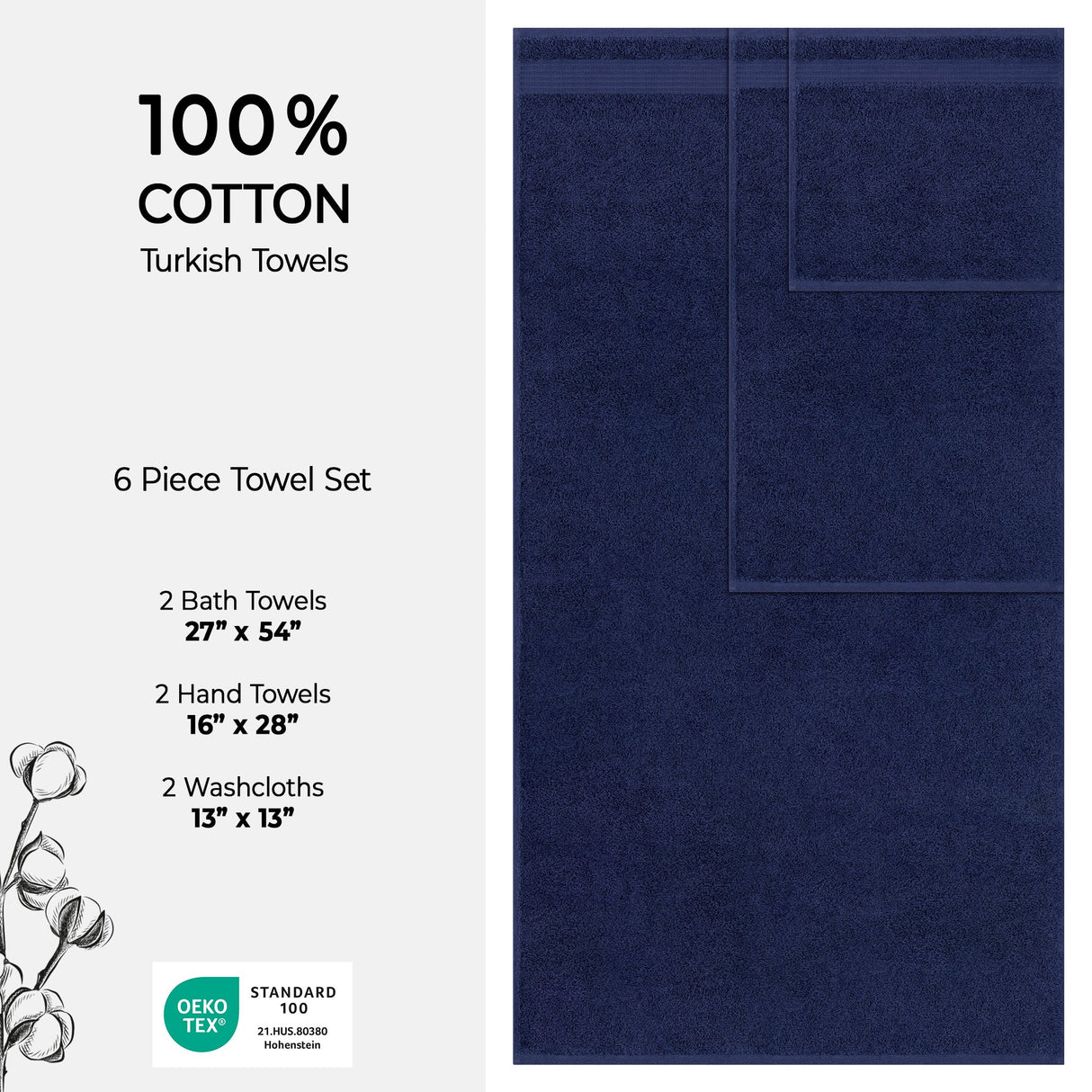 American Soft Linen Bekos 100% Cotton 6-Piece Turkish Bath Towel Sets, Wholesale Luxury Bath Towels
