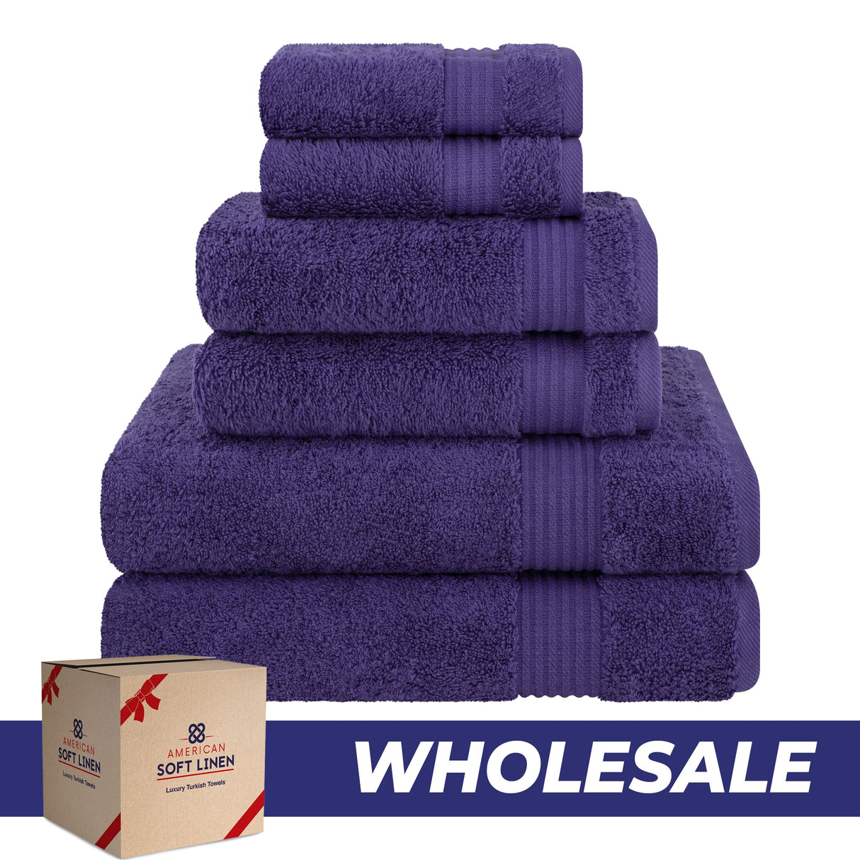 American Soft Linen Bekos 100% Cotton 6-Piece Turkish Bath Towel Sets, Wholesale Luxury Bath Towels