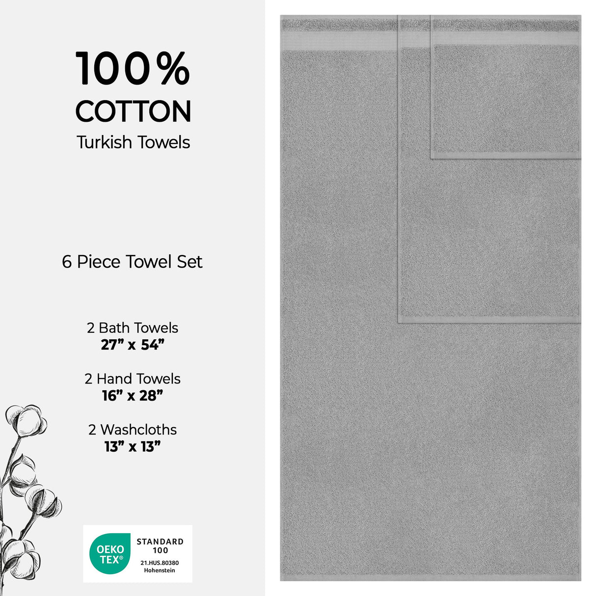 American Soft Linen Bekos 100% Cotton 6-Piece Turkish Bath Towel Sets, Wholesale Luxury Bath Towels