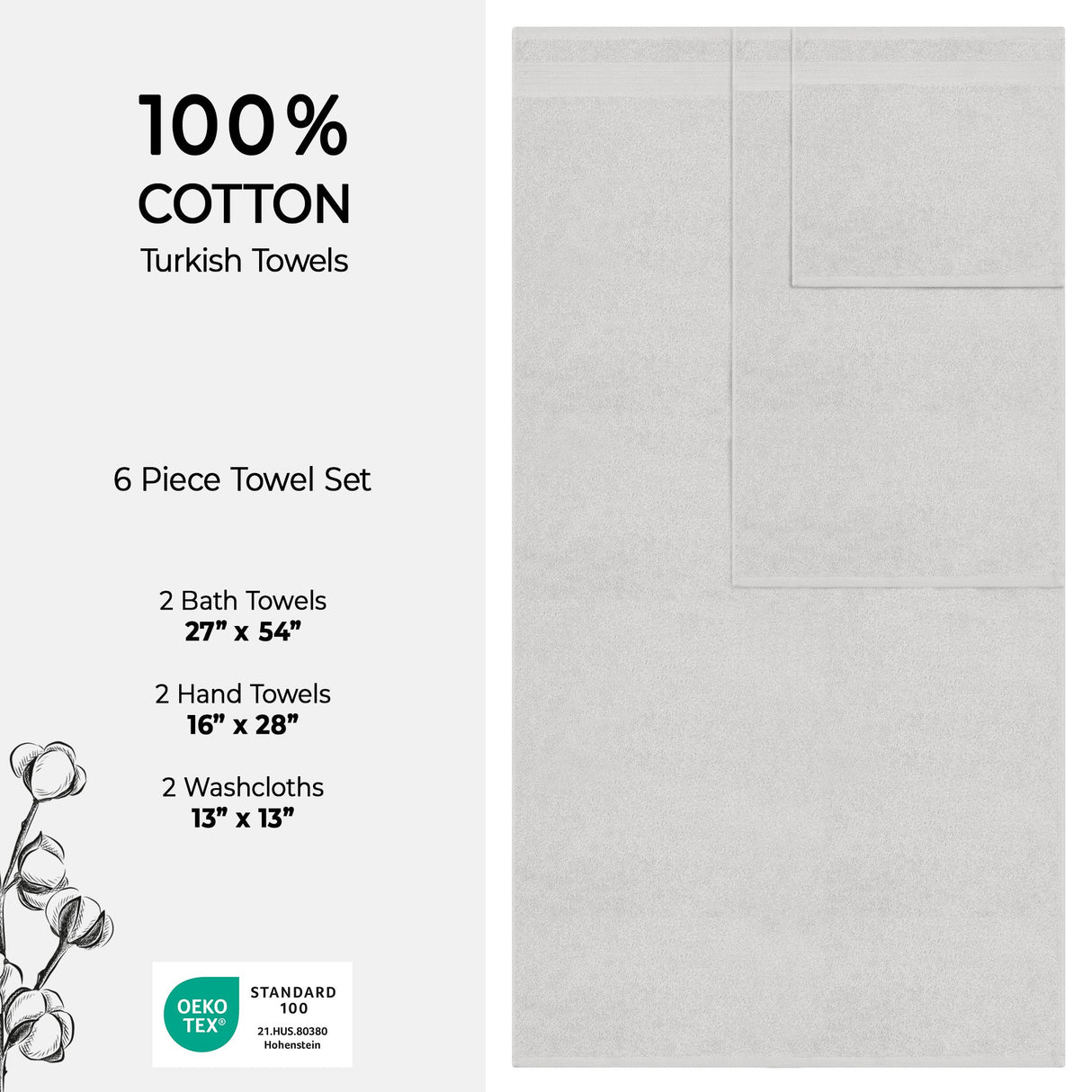 American Soft Linen Bekos 100% Cotton 6-Piece Turkish Bath Towel Sets, Wholesale Luxury Bath Towels