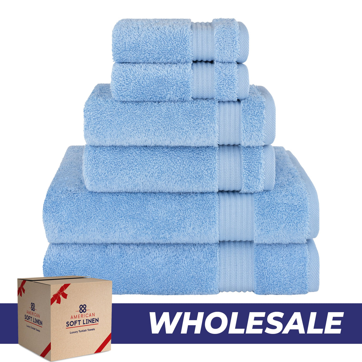 American Soft Linen Bekos 100% Cotton 6-Piece Turkish Bath Towel Sets, Wholesale Luxury Bath Towels