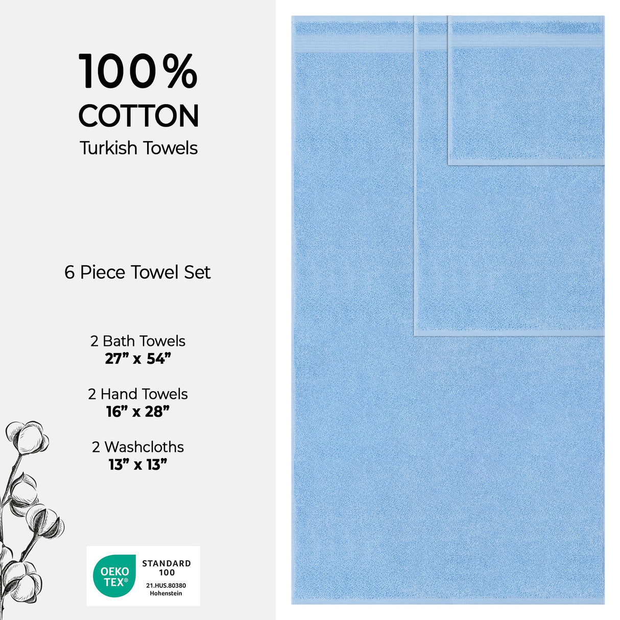 American Soft Linen Bekos 100% Cotton 6-Piece Turkish Bath Towel Sets, Wholesale Luxury Bath Towels