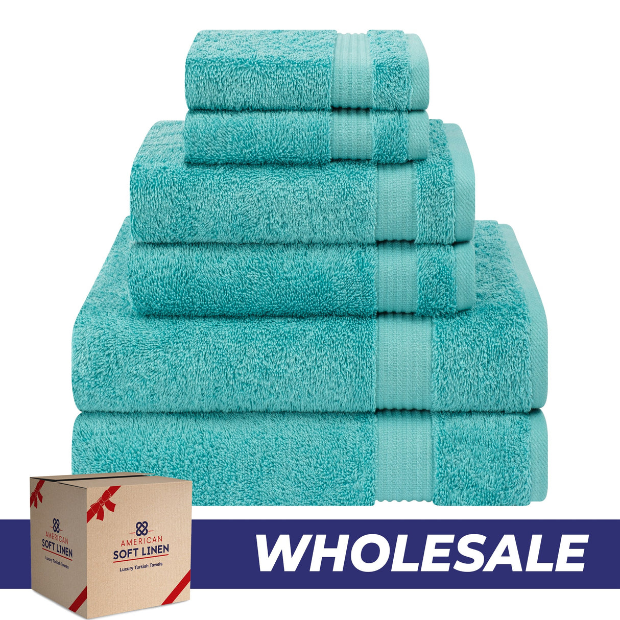 American Soft Linen Bekos 100% Cotton 6-Piece Turkish Bath Towel Sets, Wholesale Luxury Bath Towels