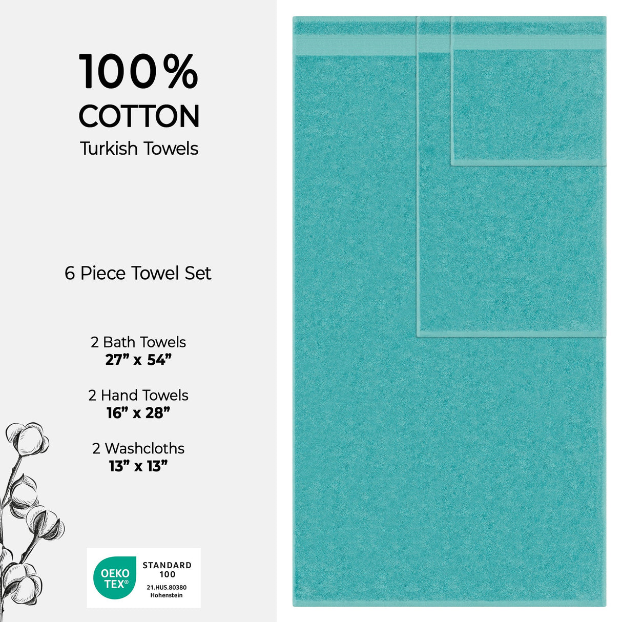 American Soft Linen Bekos 100% Cotton 6-Piece Turkish Bath Towel Sets, Wholesale Luxury Bath Towels