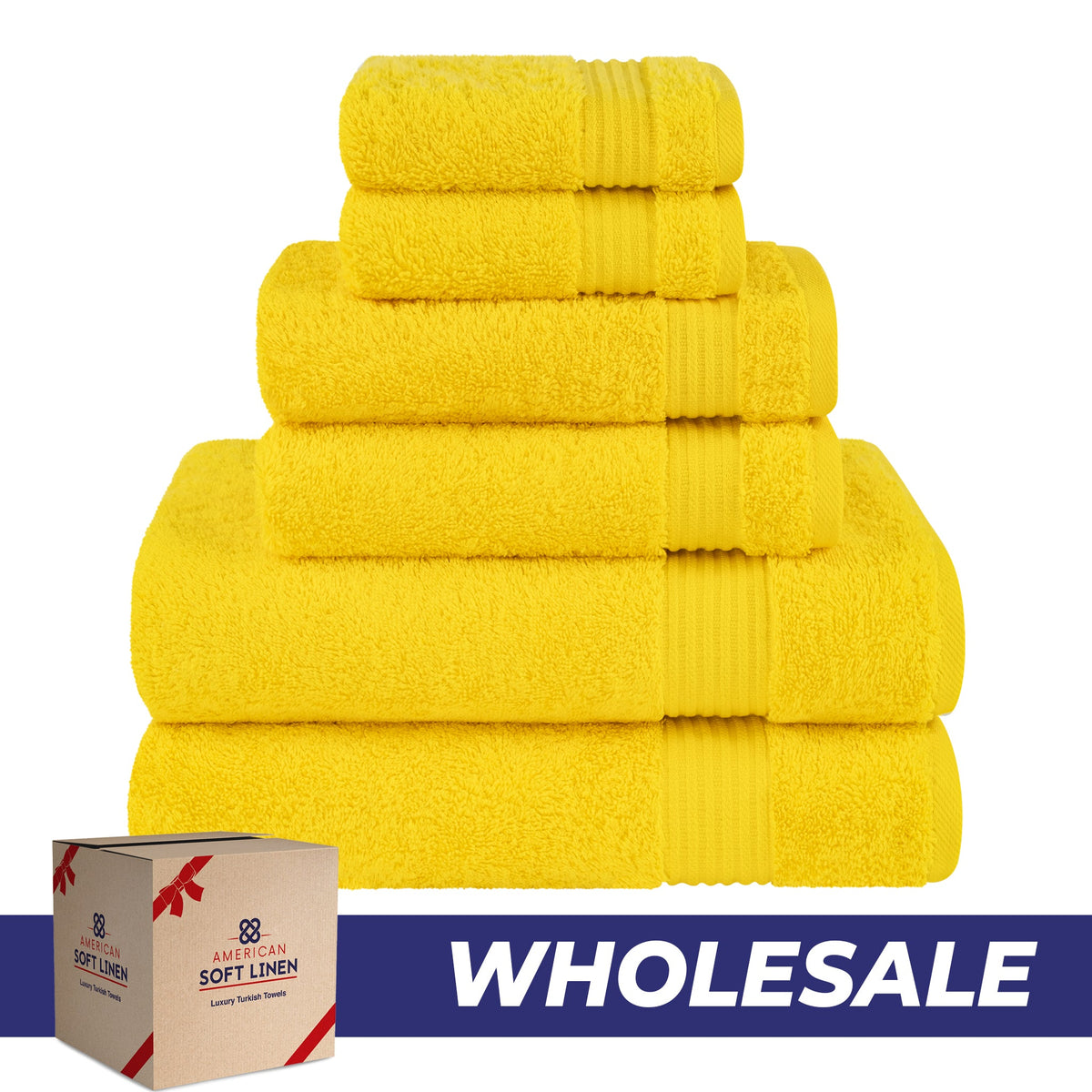 American Soft Linen Bekos 100% Cotton 6-Piece Turkish Bath Towel Sets, Wholesale Luxury Bath Towels