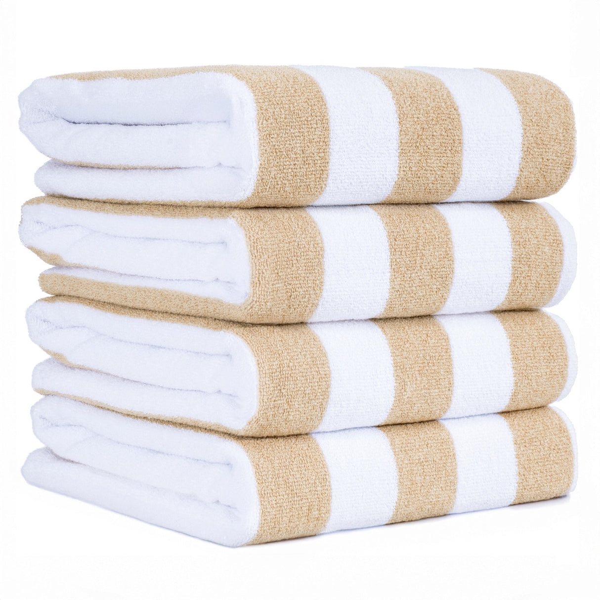 American Soft Linen, Premium Cotton 4 Pack Beach Towels, 30" x 60" Cabana Striped Pool Towels