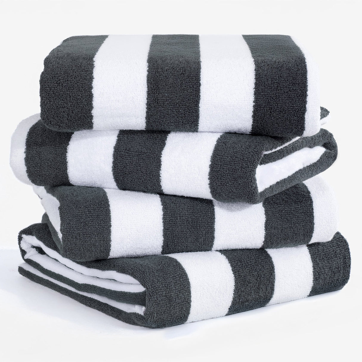 American Soft Linen, Premium Cotton 4 Pack Beach Towels, 30" x 60" Cabana Striped Pool Towels