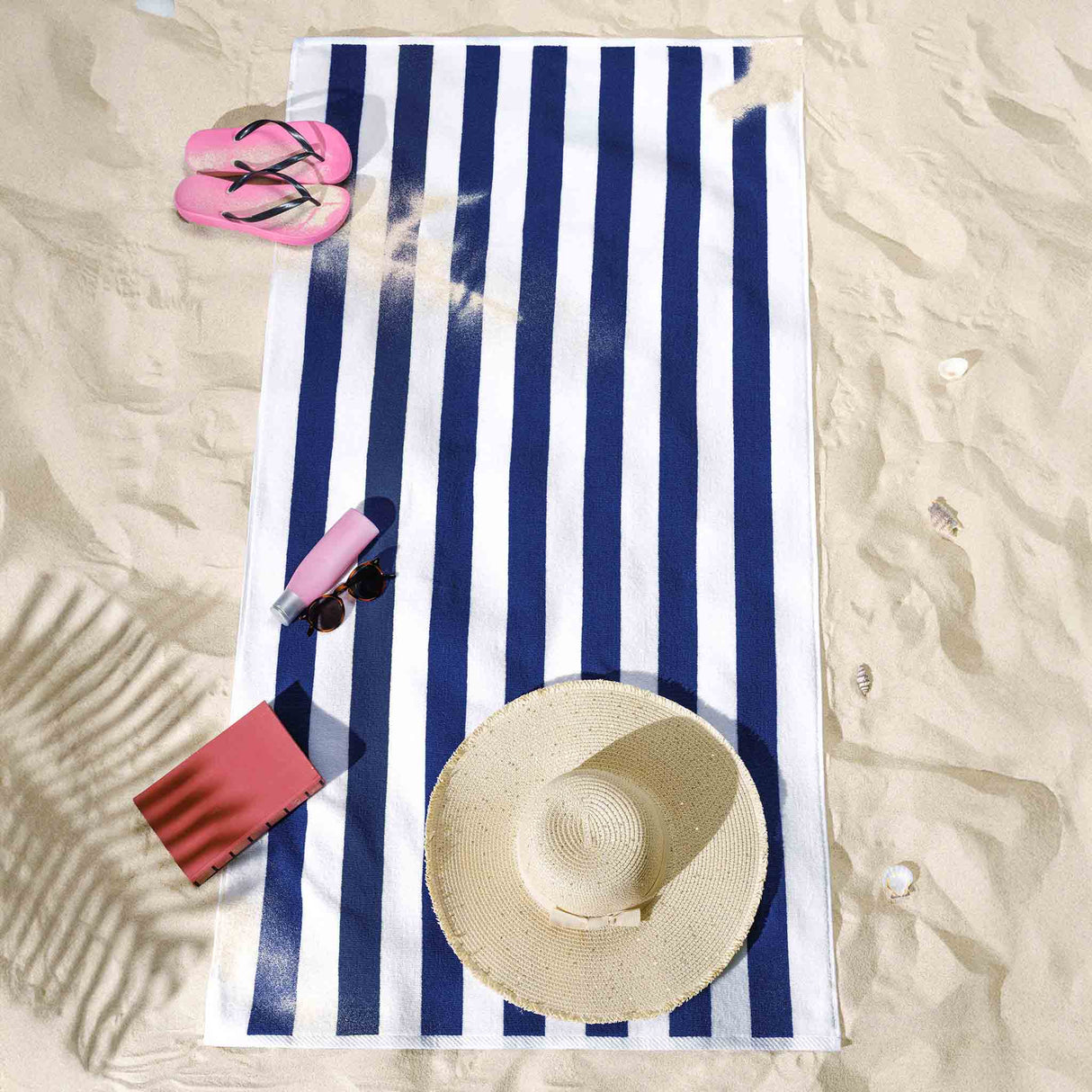 American Soft Linen, Premium Cotton 4 Pack Beach Towels, 30" x 60" Cabana Striped Pool Towels