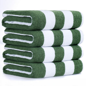 American Soft Linen, Premium Cotton 4 Pack Beach Towels, 30" x 60" Cabana Striped Pool Towels