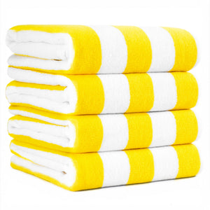 American Soft Linen, Premium Cotton 4 Pack Beach Towels, 30" x 60" Cabana Striped Pool Towels