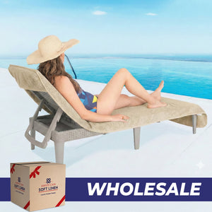 American Soft Linen Chaise Lounge Covers with Pocket, Premium Cotton Pool Chair Lounge Towels, 86x32 Inches-16 Set Case Pack