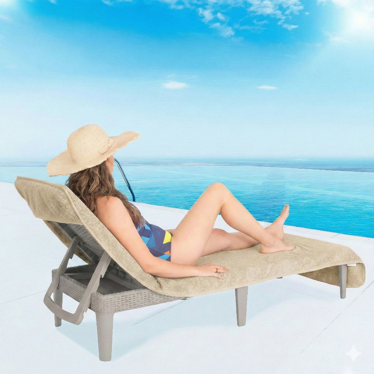 American Soft Linen Chaise Lounge Covers with Pocket, Premium Cotton Pool Chair Lounge Towels, 86x32 Inches-16 Set Case Pack