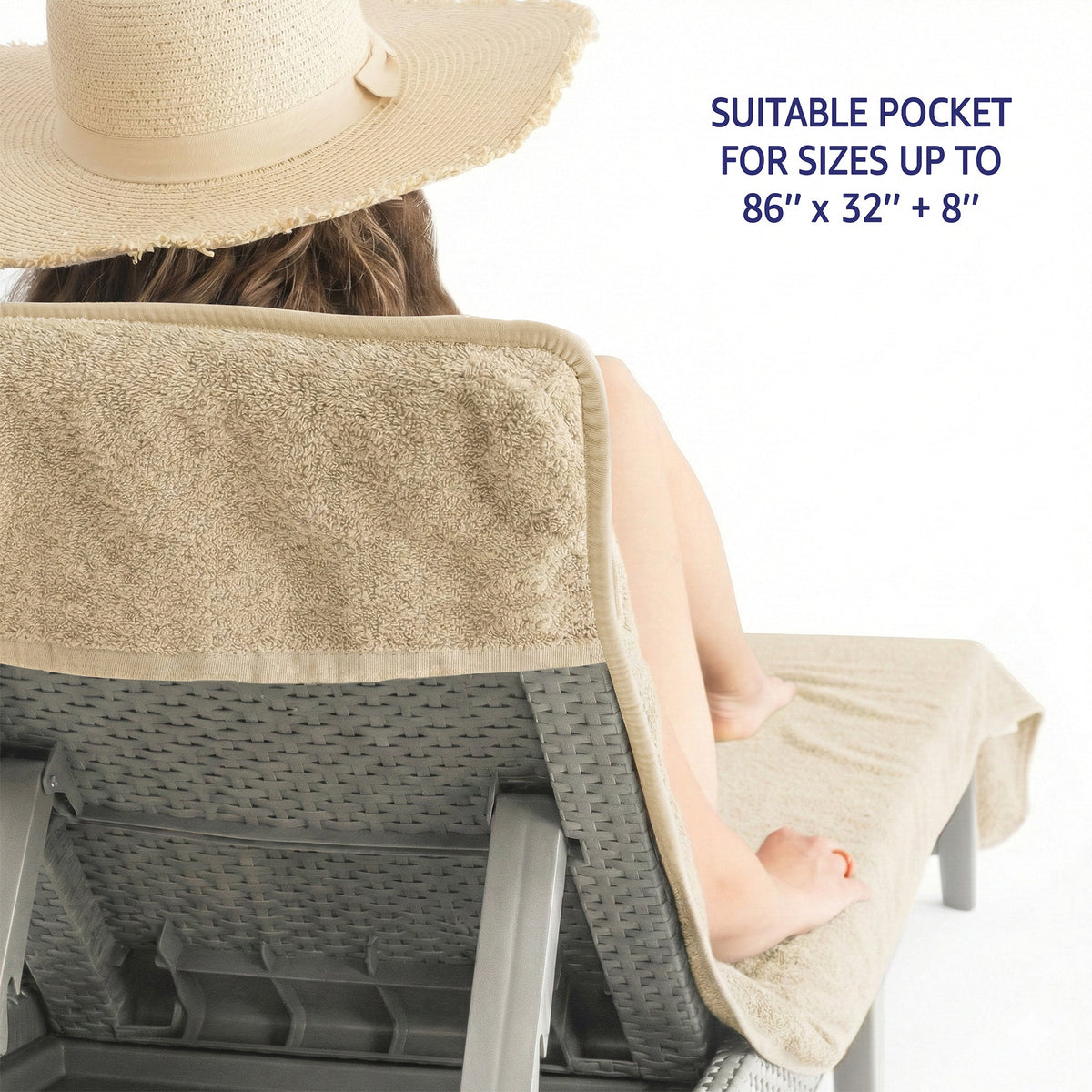 American Soft Linen Chaise Lounge Covers with Pocket, Premium Cotton Pool Chair Lounge Towels, 86x32 Inches-16 Set Case Pack