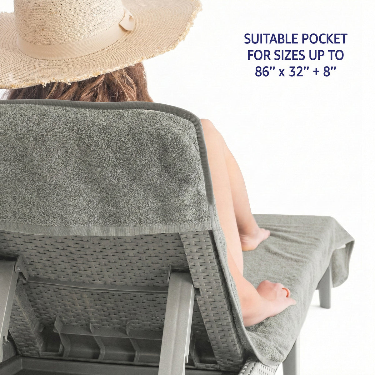 American Soft Linen Chaise Lounge Covers with Pocket, Premium Cotton Pool Chair Lounge Towels, 86x32 Inches-16 Set Case Pack