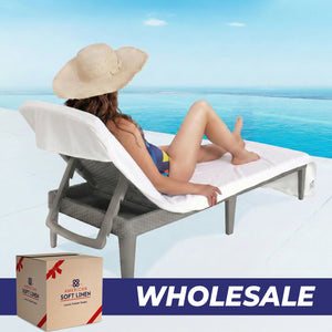 American Soft Linen Chaise Lounge Covers with Pocket, Premium Cotton Pool Chair Lounge Towels, 86x32 Inches-16 Set Case Pack