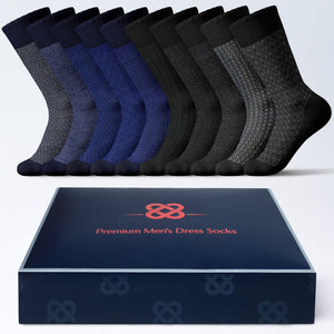 American Soft Linen Men’s Dress Socks – Premium Patterned Crew Socks in Gift Box Organizer
