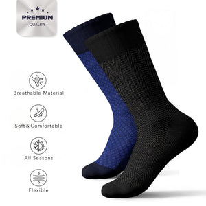 American Soft Linen Men’s Dress Socks – Premium Patterned Crew Socks in Gift Box Organizer