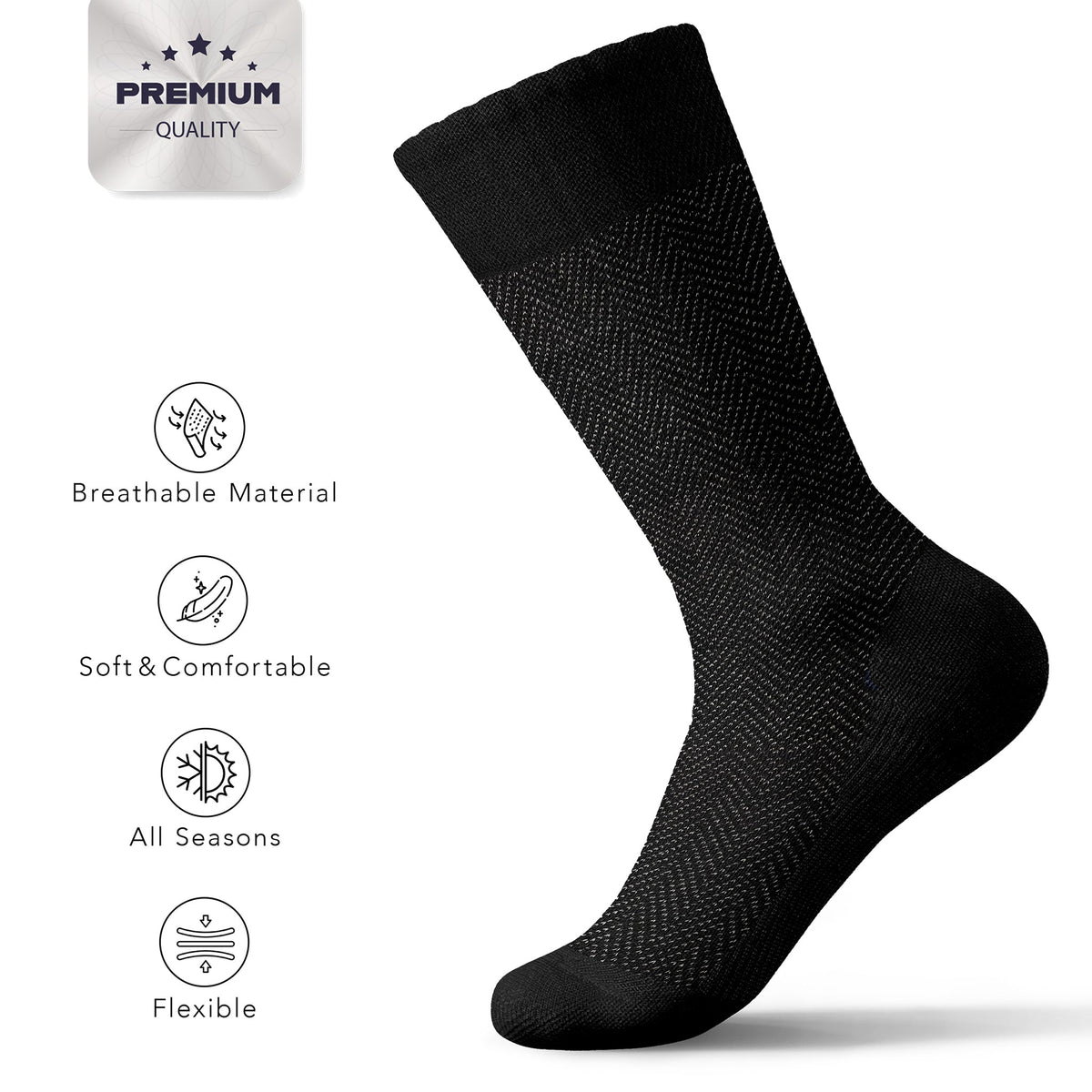 American Soft Linen Men’s Dress Socks – Premium Patterned Crew Socks in Gift Box Organizer