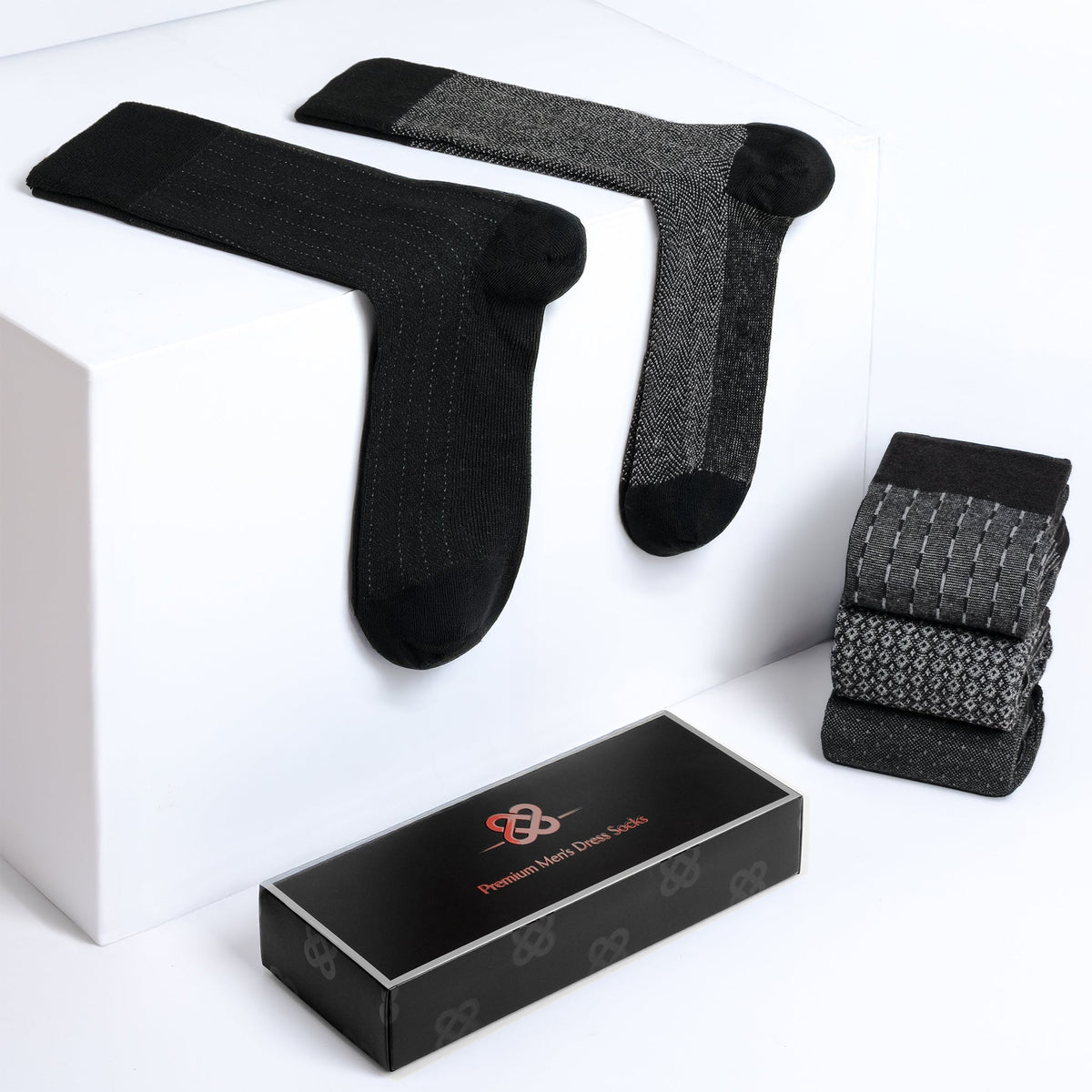 American Soft Linen Men’s Dress Socks – Premium Patterned Crew Socks in Gift Box Organizer