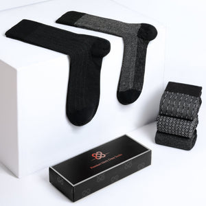 American Soft Linen Men’s Dress Socks – Premium Patterned Crew Socks in Gift Box Organizer