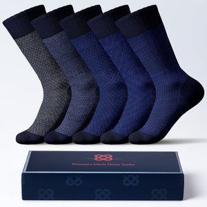 American Soft Linen Men’s Dress Socks – Premium Patterned Crew Socks in Gift Box Organizer