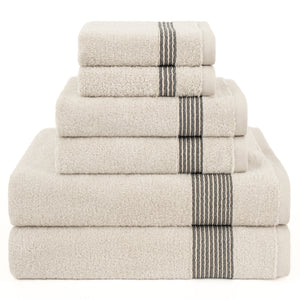 American Soft Linen Pleated Collection 100% Combed Cotton Luxury 6 Piece Towel Set, Zero Twist Ultra Soft and Plush 460 GSM Towels for Bathroom