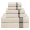 American Soft Linen Pleated Collection 100% Combed Cotton Luxury 6 Piece Towel Set, Zero Twist Ultra Soft and Plush 460 GSM Towels for Bathroom