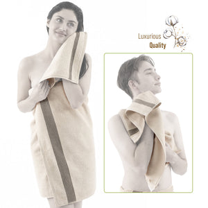 American Soft Linen Pleated Collection 100% Combed Cotton Luxury 6 Piece Towel Set, Zero Twist Ultra Soft and Plush 460 GSM Towels for Bathroom