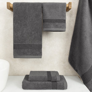 American Soft Linen Pleated Collection 100% Combed Cotton Luxury 6 Piece Towel Set, Zero Twist Ultra Soft and Plush 460 GSM Towels for Bathroom