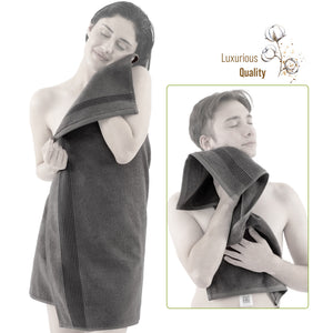 American Soft Linen Pleated Collection 100% Combed Cotton Luxury 6 Piece Towel Set, Zero Twist Ultra Soft and Plush 460 GSM Towels for Bathroom