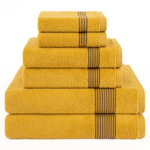 American Soft Linen Pleated Collection 100% Combed Cotton Luxury 6 Piece Towel Set, Zero Twist Ultra Soft and Plush 460 GSM Towels for Bathroom