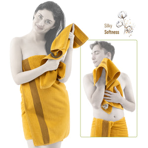 American Soft Linen Pleated Collection 100% Combed Cotton Luxury 6 Piece Towel Set, Zero Twist Ultra Soft and Plush 460 GSM Towels for Bathroom